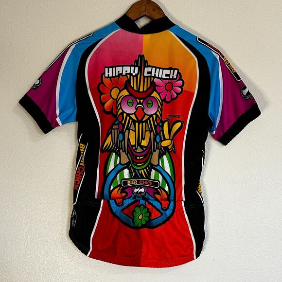 World Jersey Hippy Chick Wise Owl Groovy Cycling Precaryous Biker Medium Shirt - Picture 4 of 11